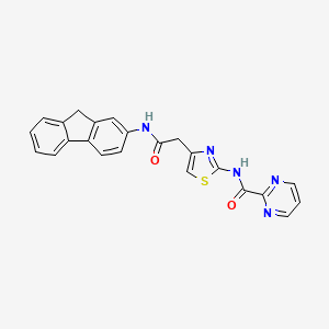 molecular formula C23H17N5O2S B2902699 N-(4-(2-((9H-fluoren-2-yl)amino)-2-oxoethyl)thiazol-2-yl)pyrimidine-2-carboxamide CAS No. 1286716-90-2