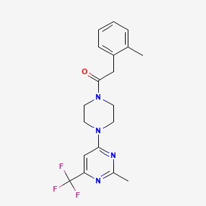 molecular formula C19H21F3N4O B2902706 1-(4-(2-Methyl-6-(trifluoromethyl)pyrimidin-4-yl)piperazin-1-yl)-2-(o-tolyl)ethanone CAS No. 2034407-64-0