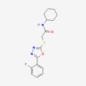 molecular formula C16H18FN3O2S B2902707 N-cyclohexyl-2-((5-(2-fluorophenyl)-1,3,4-oxadiazol-2-yl)thio)acetamide CAS No. 459846-31-2