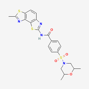 molecular formula C22H22N4O4S3 B2902709 4-(2,6-dimethylmorpholin-4-yl)sulfonyl-N-(7-methyl-[1,3]thiazolo[5,4-e][1,3]benzothiazol-2-yl)benzamide CAS No. 361482-13-5