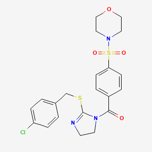(2-((4-chlorobenzyl)thio)-4,5-dihydro-1H-imidazol-1-yl)(4-(morpholinosulfonyl)phenyl)methanone