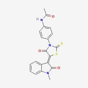 molecular formula C20H15N3O3S2 B2902720 N-[4-[(5Z)-5-(1-methyl-2-oxoindol-3-ylidene)-4-oxo-2-sulfanylidene-1,3-thiazolidin-3-yl]phenyl]acetamide CAS No. 868141-96-2