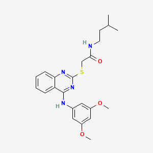 molecular formula C23H28N4O3S B2902722 2-((4-((3,5-dimethoxyphenyl)amino)quinazolin-2-yl)thio)-N-isopentylacetamide CAS No. 688356-36-7