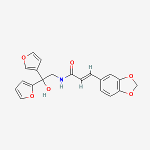 molecular formula C20H17NO6 B2902725 (E)-3-(benzo[d][1,3]dioxol-5-yl)-N-(2-(furan-2-yl)-2-(furan-3-yl)-2-hydroxyethyl)acrylamide CAS No. 2034997-23-2