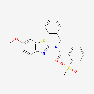 molecular formula C23H20N2O4S2 B2902728 N-benzyl-N-(6-methoxybenzo[d]thiazol-2-yl)-2-(methylsulfonyl)benzamide CAS No. 941877-99-2