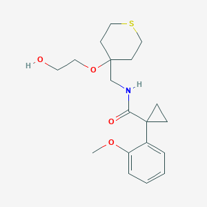 molecular formula C19H27NO4S B2902737 N-{[4-(2-hydroxyethoxy)thian-4-yl]methyl}-1-(2-methoxyphenyl)cyclopropane-1-carboxamide CAS No. 2309571-65-9