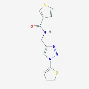 molecular formula C12H10N4OS2 B2902749 N-((1-(thiophen-2-yl)-1H-1,2,3-triazol-4-yl)methyl)thiophene-3-carboxamide CAS No. 2034304-85-1