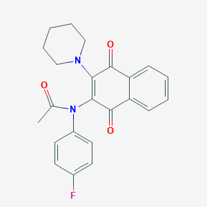 molecular formula C23H21FN2O3 B290276 N-[1,4-DIOXO-3-(PIPERIDIN-1-YL)-1,4-DIHYDRONAPHTHALEN-2-YL]-N-(4-FLUOROPHENYL)ACETAMIDE 