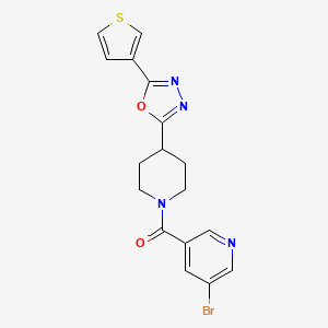 (5-Bromopyridin-3-yl)(4-(5-(thiophen-3-yl)-1,3,4-oxadiazol-2-yl)piperidin-1-yl)methanone