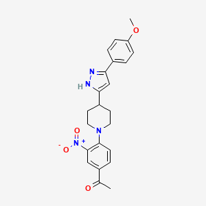 1-(4-{4-[5-(4-methoxyphenyl)-1H-pyrazol-3-yl]piperidino}-3-nitrophenyl)-1-ethanone