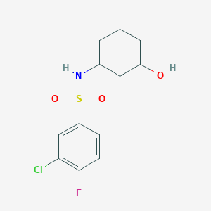 molecular formula C12H15ClFNO3S B2902805 3-chloro-4-fluoro-N-(3-hydroxycyclohexyl)benzenesulfonamide CAS No. 1396805-51-8