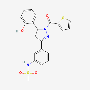 molecular formula C21H19N3O4S2 B2902840 N-(3-(5-(2-hydroxyphenyl)-1-(thiophene-2-carbonyl)-4,5-dihydro-1H-pyrazol-3-yl)phenyl)methanesulfonamide CAS No. 868212-11-7
