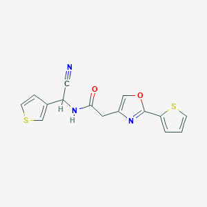 molecular formula C15H11N3O2S2 B2902852 N-[cyano(thiophen-3-yl)methyl]-2-[2-(thiophen-2-yl)-1,3-oxazol-4-yl]acetamide CAS No. 1355582-94-3