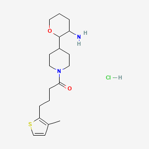 molecular formula C19H31ClN2O2S B2902859 1-[4-(3-Aminooxan-2-yl)piperidin-1-yl]-4-(3-methylthiophen-2-yl)butan-1-one;hydrochloride CAS No. 2418660-65-6