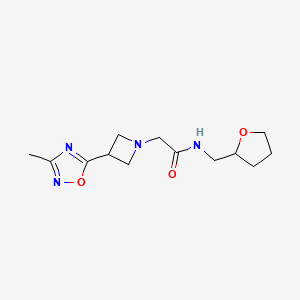 molecular formula C13H20N4O3 B2902866 2-(3-(3-methyl-1,2,4-oxadiazol-5-yl)azetidin-1-yl)-N-((tetrahydrofuran-2-yl)methyl)acetamide CAS No. 1327629-21-9