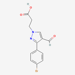 molecular formula C13H11BrN2O3 B2902870 3-[3-(4-Bromophenyl)-4-formylpyrazol-1-yl]propanoic acid CAS No. 380449-85-4