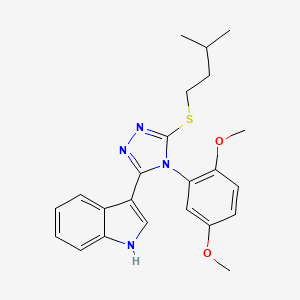 molecular formula C23H26N4O2S B2902880 3-(4-(2,5-dimethoxyphenyl)-5-(isopentylthio)-4H-1,2,4-triazol-3-yl)-1H-indole CAS No. 946378-01-4