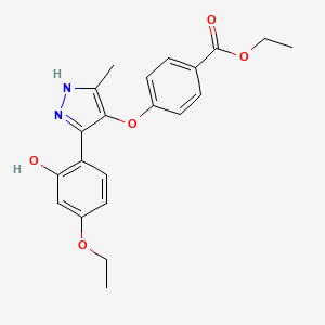 molecular formula C21H22N2O5 B2902904 ethyl 4-((3-(4-ethoxy-2-hydroxyphenyl)-5-methyl-1H-pyrazol-4-yl)oxy)benzoate CAS No. 879473-08-2