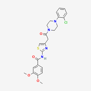 molecular formula C24H25ClN4O4S B2902919 N-(4-{2-[4-(2-chlorophenyl)piperazin-1-yl]-2-oxoethyl}-1,3-thiazol-2-yl)-3,4-dimethoxybenzamide CAS No. 1005294-87-0