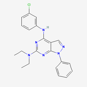 molecular formula C21H21ClN6 B2902957 N4-(3-chlorophenyl)-N6,N6-diethyl-1-phenyl-1H-pyrazolo[3,4-d]pyrimidine-4,6-diamine CAS No. 955339-25-0