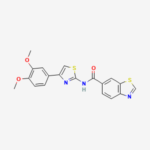 molecular formula C19H15N3O3S2 B2902976 N-[4-(3,4-dimethoxyphenyl)-1,3-thiazol-2-yl]-1,3-benzothiazole-6-carboxamide CAS No. 681168-04-7