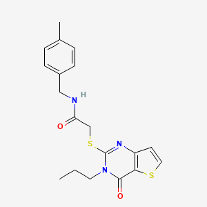 molecular formula C19H21N3O2S2 B2902987 N-[(4-methylphenyl)methyl]-2-({4-oxo-3-propyl-3H,4H-thieno[3,2-d]pyrimidin-2-yl}sulfanyl)acetamide CAS No. 1252817-62-1