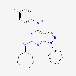 molecular formula C25H28N6 B2903007 N6-cycloheptyl-N4-(4-methylphenyl)-1-phenyl-1H-pyrazolo[3,4-d]pyrimidine-4,6-diamine CAS No. 946321-14-8