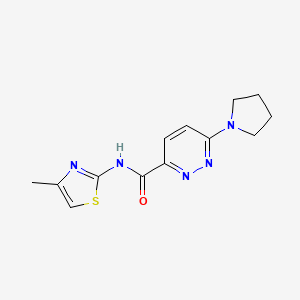 molecular formula C13H15N5OS B2903009 N-(4-methylthiazol-2-yl)-6-(pyrrolidin-1-yl)pyridazine-3-carboxamide CAS No. 1396785-24-2