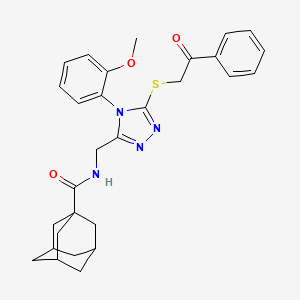 molecular formula C29H32N4O3S B2903015 N-{[4-(2-methoxyphenyl)-5-[(2-oxo-2-phenylethyl)sulfanyl]-4H-1,2,4-triazol-3-yl]methyl}adamantane-1-carboxamide CAS No. 476440-15-0