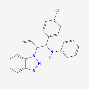molecular formula C22H19ClN4 B2903087 N-[2-(1H-1,2,3-Benzotriazol-1-yl)-1-(4-chlorophenyl)but-3-en-1-yl]aniline CAS No. 315179-63-6