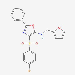 molecular formula C20H15BrN2O4S B2903094 4-((4-bromophenyl)sulfonyl)-N-(furan-2-ylmethyl)-2-phenyloxazol-5-amine CAS No. 823828-41-7