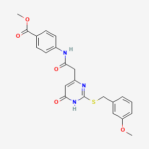 molecular formula C22H21N3O5S B2903142 Methyl 4-(2-(2-((3-methoxybenzyl)thio)-6-oxo-1,6-dihydropyrimidin-4-yl)acetamido)benzoate CAS No. 1105210-92-1