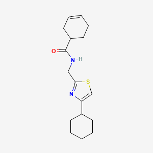 molecular formula C17H24N2OS B2903155 N-[(4-cyclohexyl-1,3-thiazol-2-yl)methyl]cyclohex-3-ene-1-carboxamide CAS No. 2034541-60-9