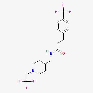 molecular formula C18H22F6N2O B2903165 N-{[1-(2,2,2-trifluoroethyl)piperidin-4-yl]methyl}-3-[4-(trifluoromethyl)phenyl]propanamide CAS No. 2320421-14-3