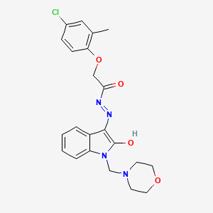 molecular formula C22H23ClN4O4 B2903169 N-(aza(1-(morpholin-4-ylmethyl)-2-oxoindolin-3-ylidene)methyl)-2-(4-chloro-2-methylphenoxy)ethanamide CAS No. 1024827-36-8