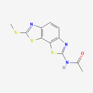 molecular formula C11H9N3OS3 B2903180 N-[11-(methylsulfanyl)-3,12-dithia-5,10-diazatricyclo[7.3.0.0^{2,6}]dodeca-1(9),2(6),4,7,10-pentaen-4-yl]acetamide CAS No. 477503-16-5