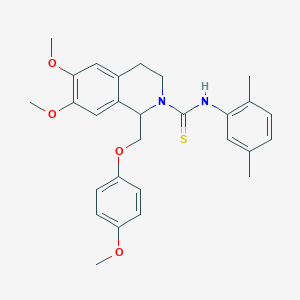 molecular formula C28H32N2O4S B2903185 N-(2,5-dimethylphenyl)-6,7-dimethoxy-1-((4-methoxyphenoxy)methyl)-3,4-dihydroisoquinoline-2(1H)-carbothioamide CAS No. 443101-81-3