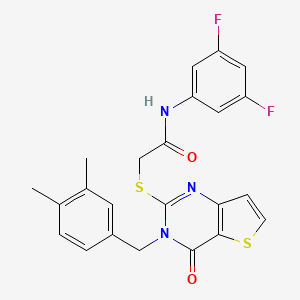 molecular formula C23H19F2N3O2S2 B2903206 N-(3,5-difluorophenyl)-2-({3-[(3,4-dimethylphenyl)methyl]-4-oxo-3H,4H-thieno[3,2-d]pyrimidin-2-yl}sulfanyl)acetamide CAS No. 1252928-22-5