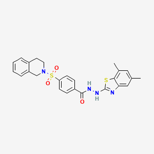 molecular formula C25H24N4O3S2 B2903214 N'-(5,7-dimethyl-1,3-benzothiazol-2-yl)-4-(1,2,3,4-tetrahydroisoquinoline-2-sulfonyl)benzohydrazide CAS No. 851987-60-5
