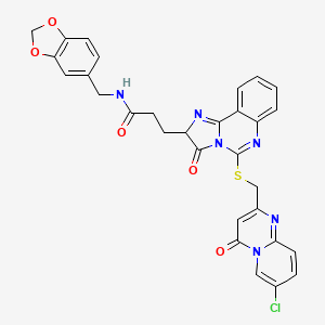 N-[(2H-1,3-benzodioxol-5-yl)methyl]-3-{5-[({7-chloro-4-oxo-4H-pyrido[1,2-a]pyrimidin-2-yl}methyl)sulfanyl]-3-oxo-2H,3H-imidazo[1,2-c]quinazolin-2-yl}propanamide