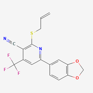 2-(Allylsulfanyl)-6-(1,3-benzodioxol-5-yl)-4-(trifluoromethyl)nicotinonitrile