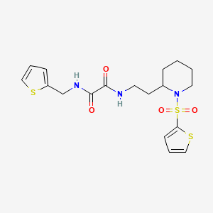 molecular formula C18H23N3O4S3 B2903247 N-[(thiophen-2-yl)methyl]-N'-{2-[1-(thiophene-2-sulfonyl)piperidin-2-yl]ethyl}ethanediamide CAS No. 898415-99-1
