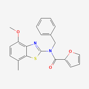 molecular formula C21H18N2O3S B2903297 N-benzyl-N-(4-methoxy-7-methyl-1,3-benzothiazol-2-yl)furan-2-carboxamide CAS No. 899735-12-7