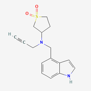 molecular formula C16H18N2O2S B2903304 3-{[(1H-indol-4-yl)methyl](prop-2-yn-1-yl)amino}-1lambda6-thiolane-1,1-dione CAS No. 1798002-70-6