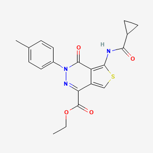 molecular formula C20H19N3O4S B2903309 ethyl 5-cyclopropaneamido-3-(4-methylphenyl)-4-oxo-3H,4H-thieno[3,4-d]pyridazine-1-carboxylate CAS No. 851947-88-1