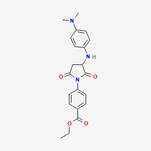 molecular formula C21H23N3O4 B2903310 Ethyl 4-(3-{[4-(dimethylamino)phenyl]amino}-2,5-dioxopyrrolidin-1-yl)benzoate CAS No. 1009524-59-7