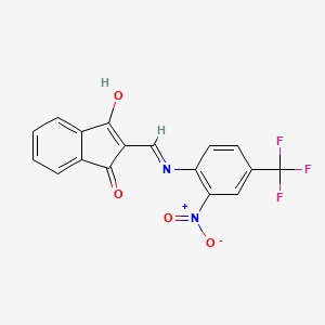molecular formula C17H9F3N2O4 B2903314 2-(((2-Nitro-4-(trifluoromethyl)phenyl)amino)methylene)indane-1,3-dione CAS No. 1023496-58-3