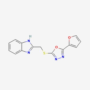 molecular formula C14H10N4O2S B2903378 2-({[5-(2-furyl)-1,3,4-oxadiazol-2-yl]thio}methyl)-1H-benzimidazole CAS No. 116859-50-8