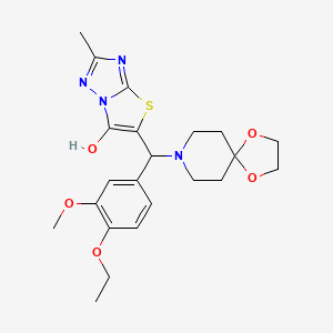 5-((4-Ethoxy-3-methoxyphenyl)(1,4-dioxa-8-azaspiro[4.5]decan-8-yl)methyl)-2-methylthiazolo[3,2-b][1,2,4]triazol-6-ol