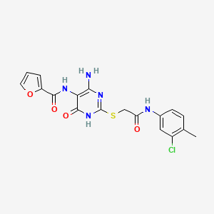 molecular formula C18H16ClN5O4S B2903397 N-(4-amino-2-((2-((3-chloro-4-methylphenyl)amino)-2-oxoethyl)thio)-6-oxo-1,6-dihydropyrimidin-5-yl)furan-2-carboxamide CAS No. 868226-22-6
